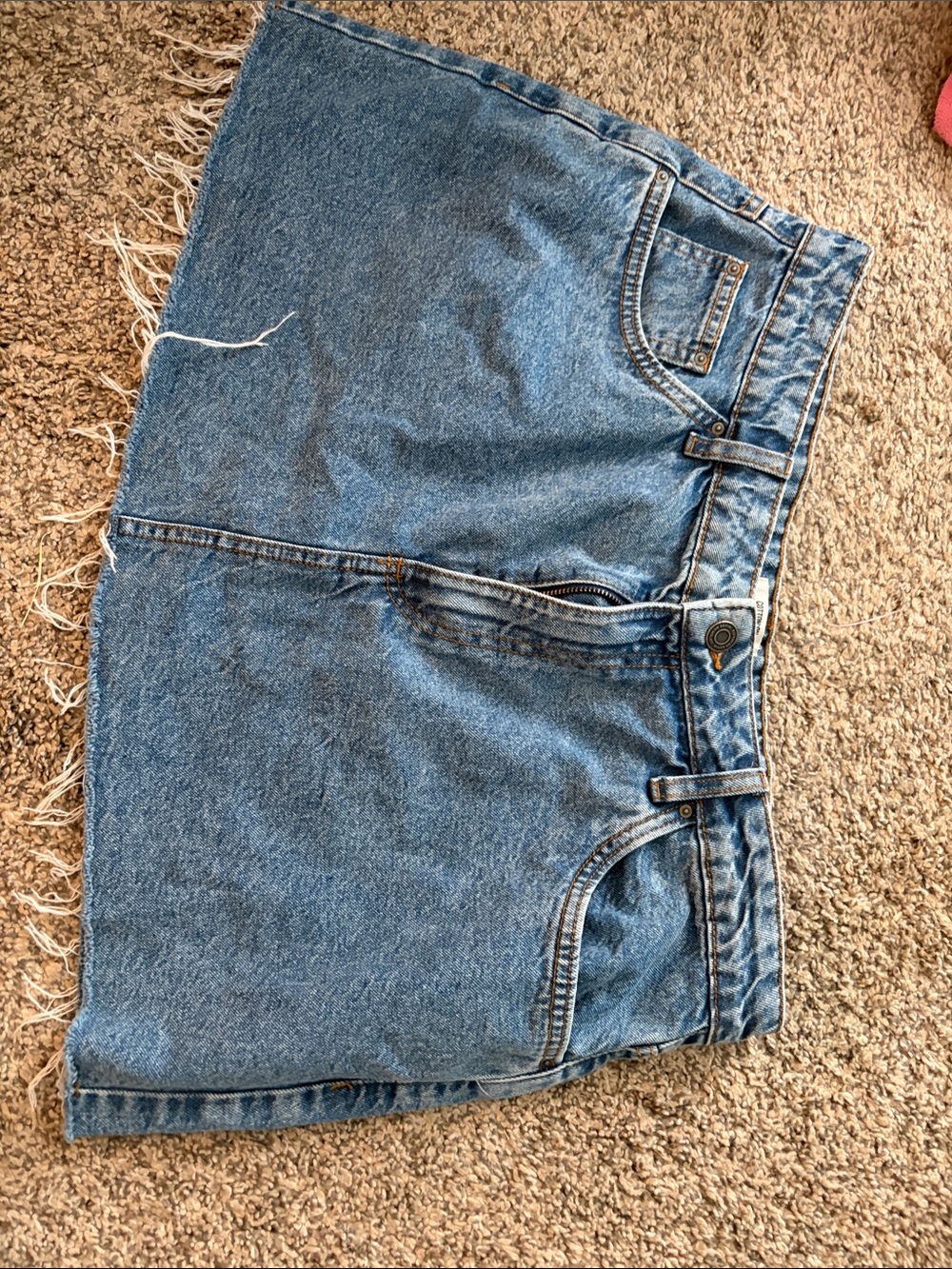 Cotton On Blue Denim Frayed Mini Skirt